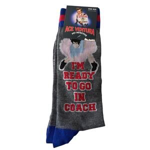 Ace Ventura novelty socks sz 7-12 gray Put me in Coach collect Movie nostalgia